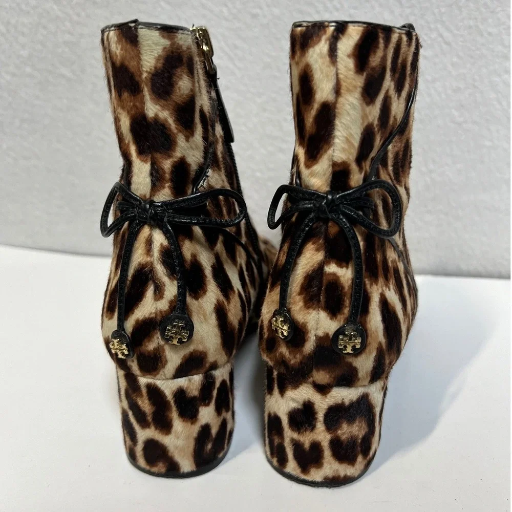Tory Burch Leopard Print Ankle Booties in Brown and Black